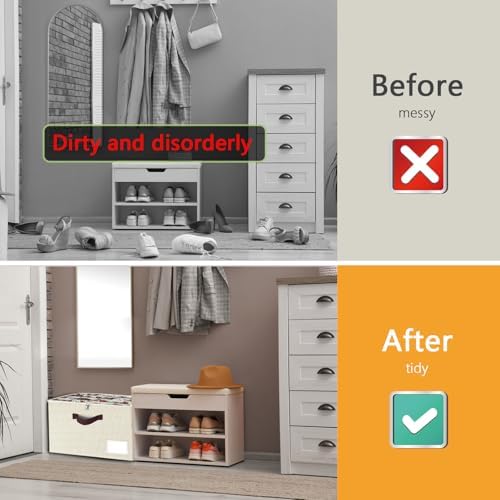 2 Pack Large Shoe Organizer for Closet, Adjustable Dividers Shoe Storage Bins - Image 6