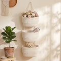 Boho Nursery Basket 3-tier Tassel Hanging Basket Organizer Cotton Rope Woven by Yiyiring