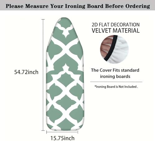 Nuxovilar Green Geometric Ironing Board Cover 15x54 Inches Polyester - Image 4