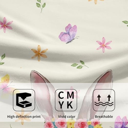 Cute Bunny Hand Towels for Bathroom 14"x28" Set of 2 Happy Easter Rabbit - Image 3