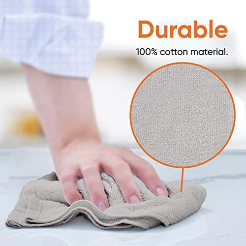 Superio Cotton Terry Washcloths Grey Towels 100% Cotton Cleaning Cloth 16" Rags - Image 4