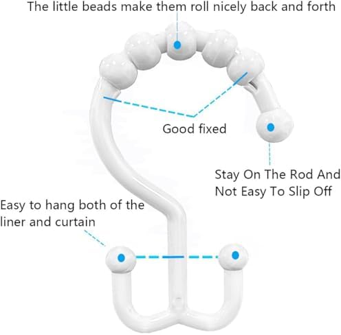 Resze 12 PCS White Double Shower Curtain Hooks, Plastic Shower Curtain Ring - Image 4