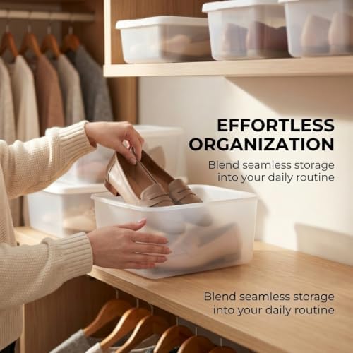 10 Pack Storage Bins with Lids, 6 Quart Clear Plastic Stackable & Nestable - Image 7