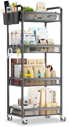 YASONIC 4 Tier Rolling Cart – Rolling Storage Cart by YASONIC