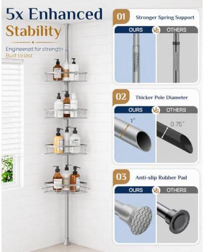 SEIRIONE Rustproof Shower Corner Caddy Organizer - Image 4