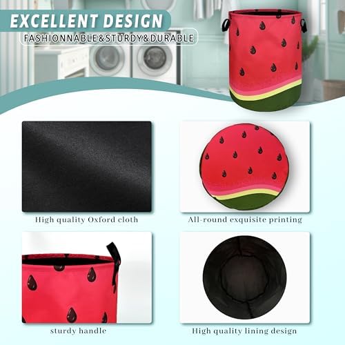 Watermelon Laundry Basket Oxford Cloth Foldable Hamper 18.9x16.5Inch - Image 4
