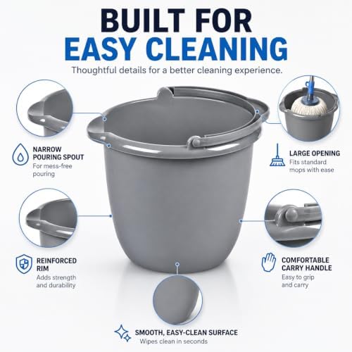 Mop Bucket 10Qt Plastic with Spout and Handle - Image 2