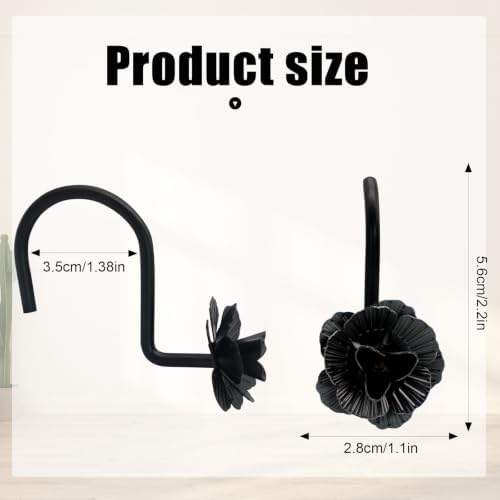 Decorative Shower Curtain Hooks, Rustproof Metal Flower Shower Curtain Rings - Image 2