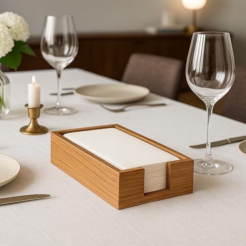 Acacia Wood Paper Hand Guest Towel Holder Tray - Image 7