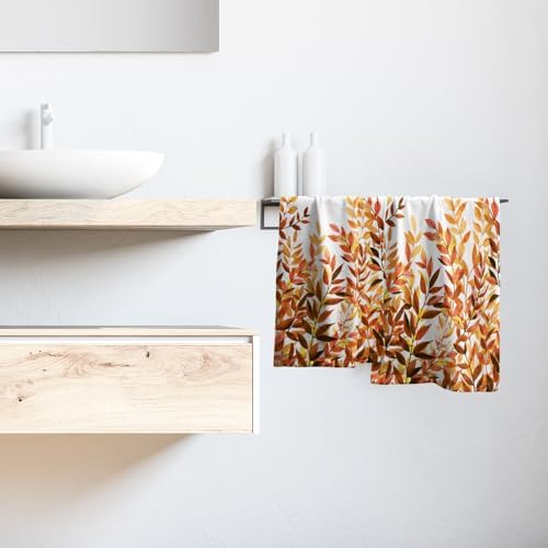 Orange Eucalyptus Hand Towels Pack of 2 Fall Leaves Face Towel Rustic Botanical - Image 6