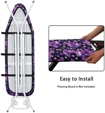 Halloween Skull Ironing Board Cover-15x 54 Purple Gradient Skeleton Elastic - Image 4