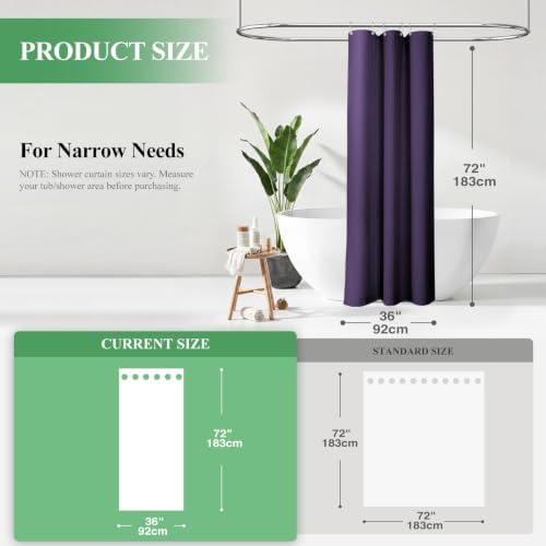 Dynamene Stall Waffle Shower Curtain 256 GSM Heavy Fabric 36x72 Purple - Image 2