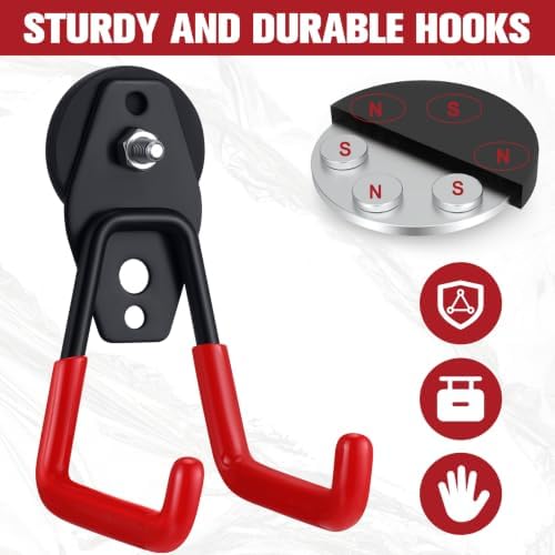 Landhoow 18 Pcs Large Magnetic Hooks Heavy Duty Garage Magnet Hooks Strong - Image 6