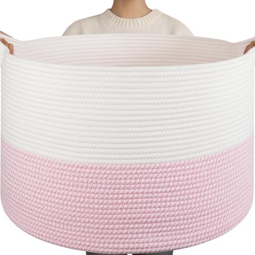 OIAHOMY 115L Extra Large Blanket Basket Living Room Laundry Basket Pink by MasterofSpaceOptimization