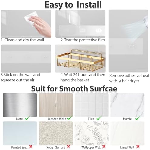 Liuoud 10 Pack Shower Caddy for Inside shower, Brite Gold Bathroom Storage - Image 7