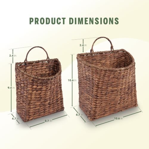84ECO Set of 2 Brown Wicker Hanging Baskets - Image 7