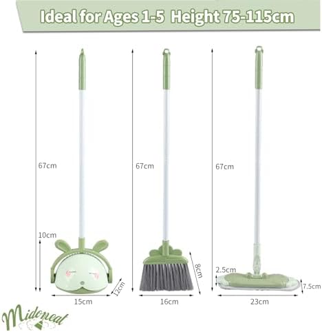 Midoneat Kids Cleaning Toy Set, Mini Child Broom, Mop and Dustpan, Little - Image 2