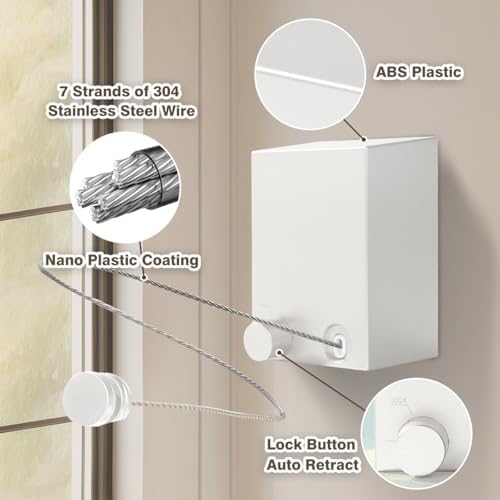 Retractable Clothesline, Clothes Line Retracting Indoor, Retractable - Image 4