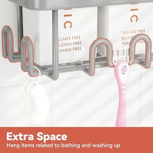 YASONIC Shower Caddy Adhesive, Rustproof Shower Organizer, Wall Shower Rack - Image 3