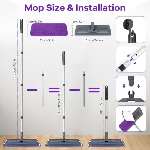 Microfiber Flat Mop for Hardwood Floor Cleaning, Dry Wet Dust Mops - Image 7