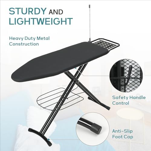 Ironing Board 48x15 in, RAINHOL Black Large Full Size Iron Board - Image 5