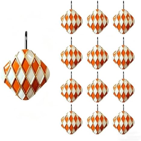 Decorative Geometric Shower Curtain Hooks, Rustproof Metal Shower Hooks by Unknown
