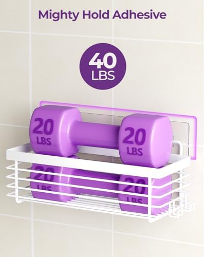 Shower Shelves Adhesive 3 Pack Stainless Steel Storage Organizers-White - Image 3