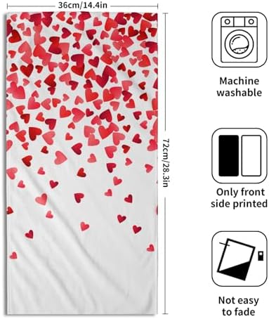 Happy Valentines Day Hand Towels Pack of 2 Romantic Red Pink Love Heart - Image 2