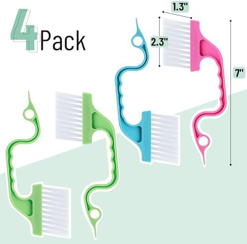 Slick- Window Track Cleaning Brush, 4 Pack, Colorful Ergonomic Handle, Built-in - Image 2