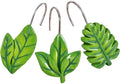12-Piece Green Leaves Leaf Shower Curtain Hooks by CTOHN