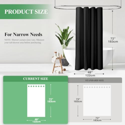Dynamene Stall Waffle Shower Curtain 256 GSM Heavy Fabric 48x72 Black - Image 2