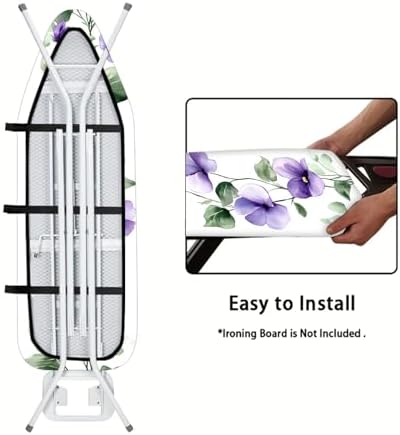 Nuxovilar Purple Flowers Leaves Ironing Board Cover 15x54 Polyester - Image 5