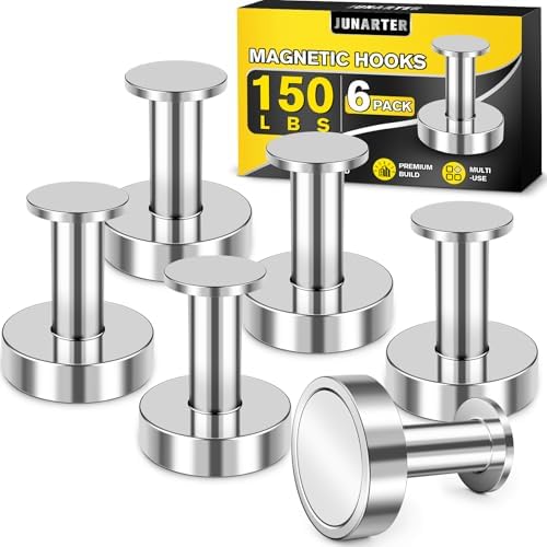 6Pcs Magnetic Hooks, 150lb Silver Magnetic Hooks by Junarter