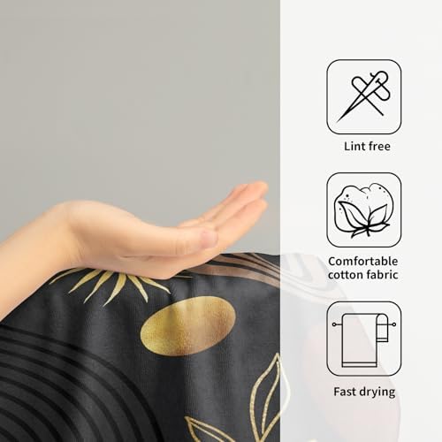 Black Boho Modern Kitchen Towels Set of 2 Abstract Mid Century Soft Absorbent - Image 4
