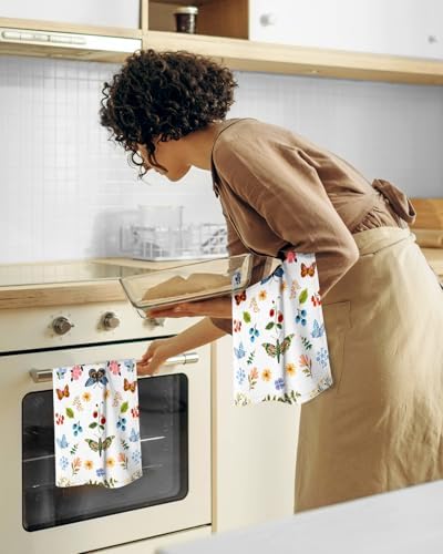 Miss Adola 150GSM Flour Sack Kitchen Towels Set of 2, Butterfly Garden - Image 6