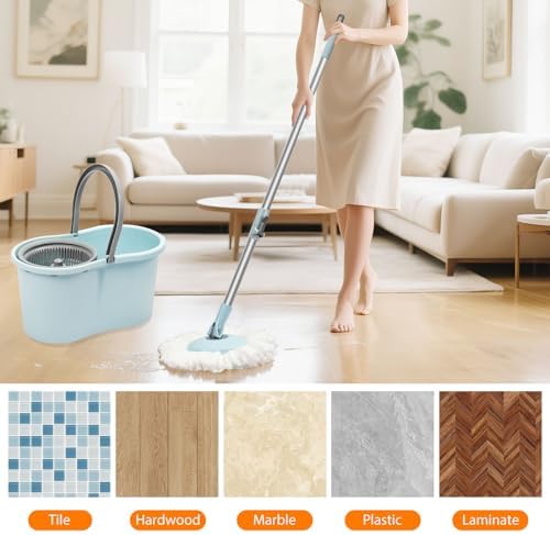 Mop Buckets for Floor Cleaning 360° Spin Wringer Separate Dirty Water - Image 4