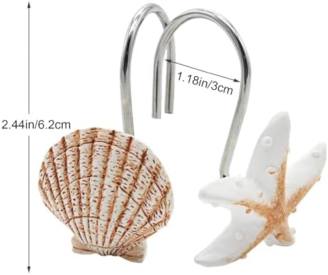 Seashell Shower Curtain Hooks 12pcs Beach Shower Curtain Rings Bath Shower - Image 6