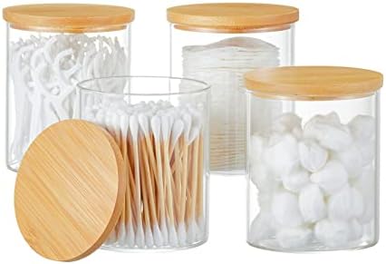 INIUNIK 4 Pack Glass Qtip Holder Dispenser by INIUNIK