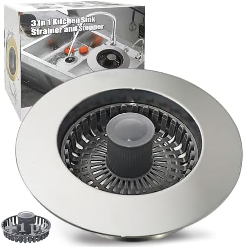 Anlige Kitchen Sink Drain Strainer, 3 in 1 Pop Up Kitchen Sink Stopper by Anlige