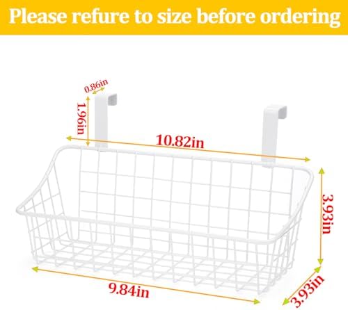 LeleCAT White Basket with hook Grid Storage Basket, Hang it behind a door or on - Image 2