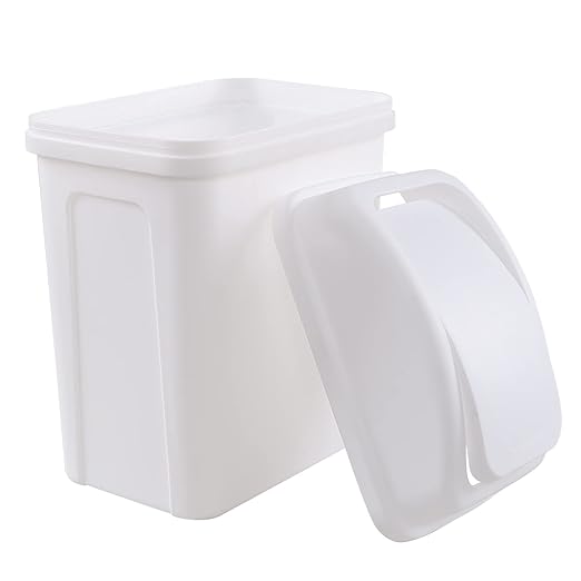 Idotry 1.8 Gallon White Swing Top Garbage Can, Plastic Small Trash Can with Swing Lid, 1 Pack