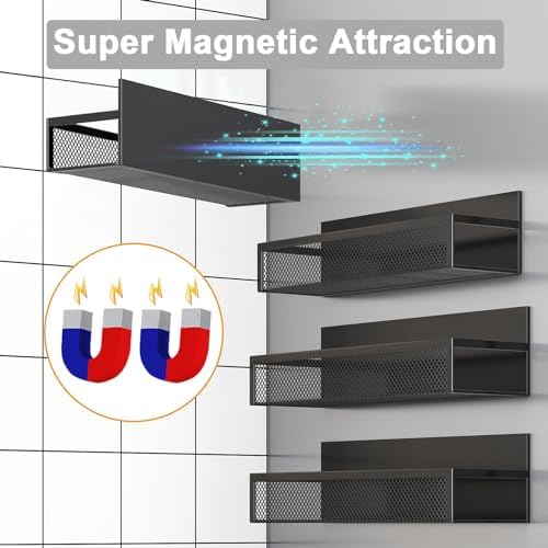 Aufworld Magnetic Spice Rack for Refrigerator, 4 Pack Magnetic Shelf, Fridge - Image 4
