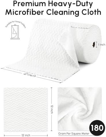 Microfiber Cleaning Cloths Roll 75 Pack 12x12 Inch Lint Free - Image 3