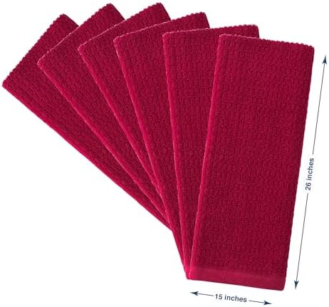 CRAFTSWORTH Cotton Kitchen Towels15 x 26" Solid Red Kitchen Hand Towels - Image 3