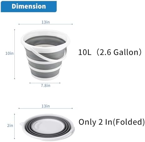 Collapsible Bucket 10L 2.6 Gallon Cleaning Bucket Mop Bucket Folding Foldable - Image 2