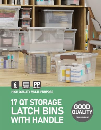 WYT 6 Pack 17qt Clear Plastic Storage Bin - Image 5