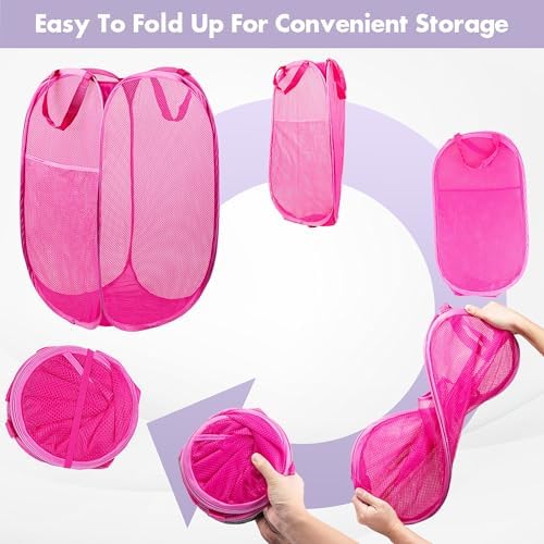 2 Pack Pop Up Laundry Hampers, 70 L Collapsible Foldable Mesh Basket - Image 5