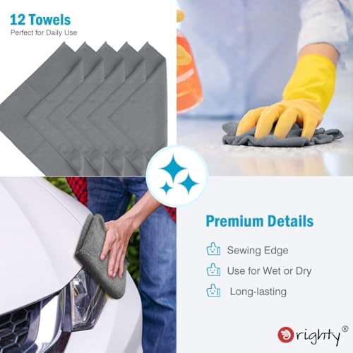 Orighty Microfiber Cleaning Cloth, Cleaning Rags, 12 Pack, 12x11 in - Image 6
