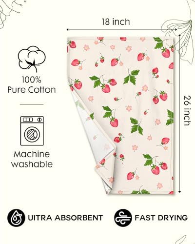 Miss Adola 150GSM Flour Sack Kitchen Towels Set of 2, Strawberry - Image 4