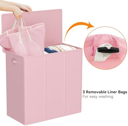 WOWLIVE 180L Laundry Hamper 3 Section, Large Laundry Basket - Image 6